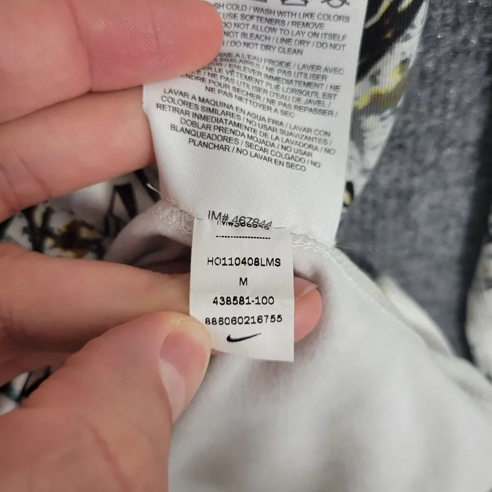 NIKE PRO COMBAT White Abstract Winter Camo Fitted Dri Fit Top SIZE MEDIUM